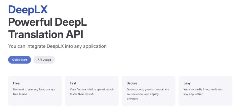 👉 名称：DeepLX🤖 类型：🎯项目👏 介绍：DeepL 免费翻译 API ，无需 Token为了防止触发 429，可使用 DeepLX-Serverless 项目，其利用了云函数的请求 IP 不固定的特性，极大程度上避免了 429 请求太频繁报错
