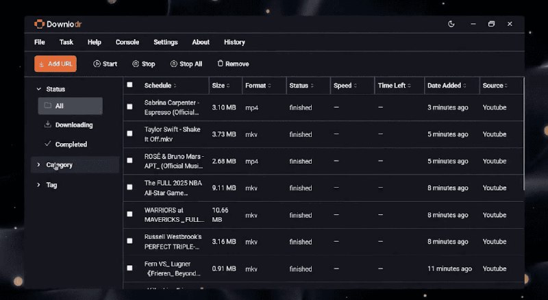 👉 名称：Downlodr🤖 类型：🤖软件👏 介绍：Downlodr 是一个功能强大、用户友好的视频下载解决方案，支持多达 1800 个平台，包括 YouTube 和 Vimeo 等