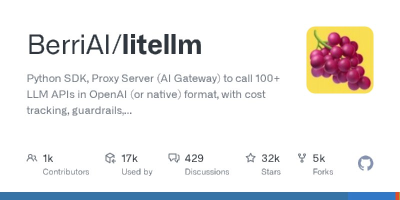 GitHub - BerriAI/litellm: Python SDK, Proxy Server (AI Gateway) to call 100+ LLM APIs in OpenAI (or native) format, with cost tracking…