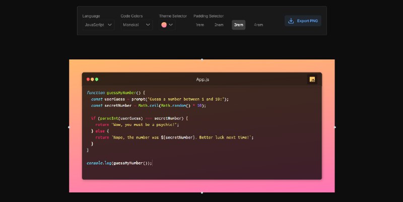 Code to Image - Convert Code Snippets to High-Quality Images