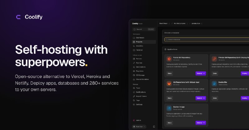 GitHub - coollabsio/coolify: An open-source, self-hostable PaaS alternative to Vercel, Heroku & Netlify that lets you easily deploy…