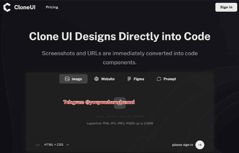 Clone UI：Web 网页克隆工具，只需上传网站截图、UI 设计图或网站链接就能还原 80% 前端代码设计 #网站
