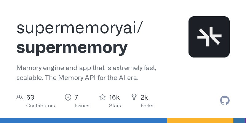 GitHub - supermemoryai/supermemory: Memory engine and app that is extremely fast, scalable. The Memory API for the AI era.