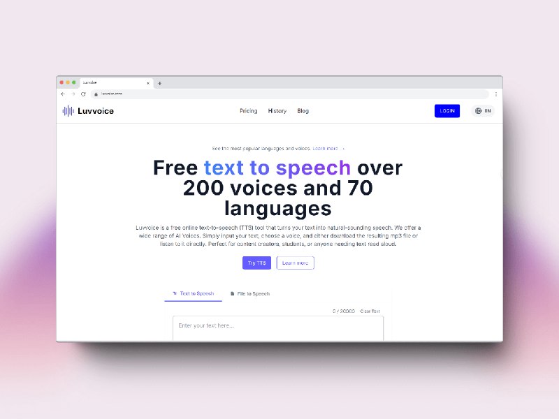 Luvvoice: Free Convert Text to Speech Online, No Word Limit