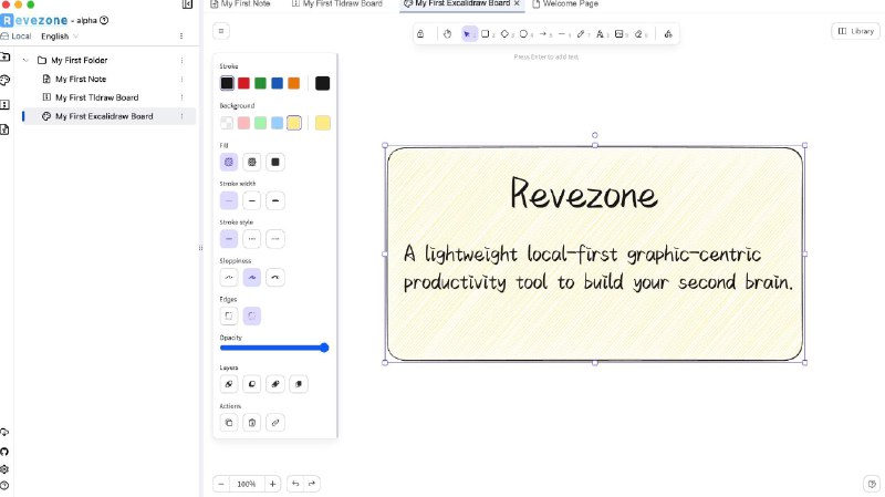👉 名称：revezone🤖 类型：🤖软件👏 介绍：一款以图形为中心、轻量级、本地优先的用于构建第二大脑的效率工具：