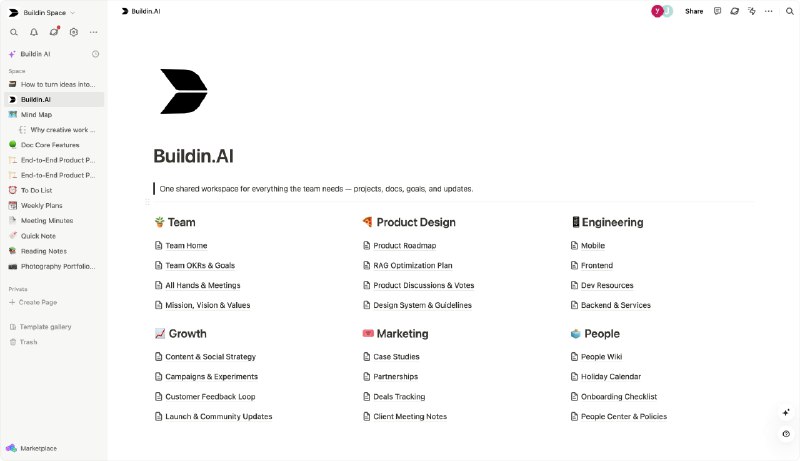 Buildin: AI Workspace for Docs, Projects & Paid Subscriptions