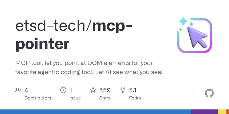GitHub - etsd-tech/mcp-pointer: MCP tool: let you point at DOM elements for your favorite agentic coding tool. Let AI see what…