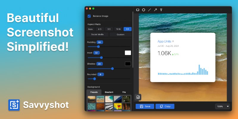 Savvyshot - Screenshot editor & beautifier for Windows/Mac