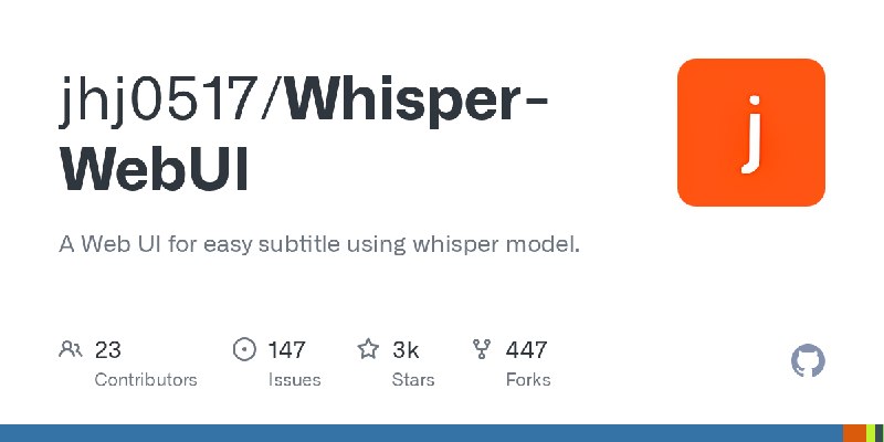 GitHub - jhj0517/Whisper-WebUI: A Web UI for easy subtitle using whisper model.