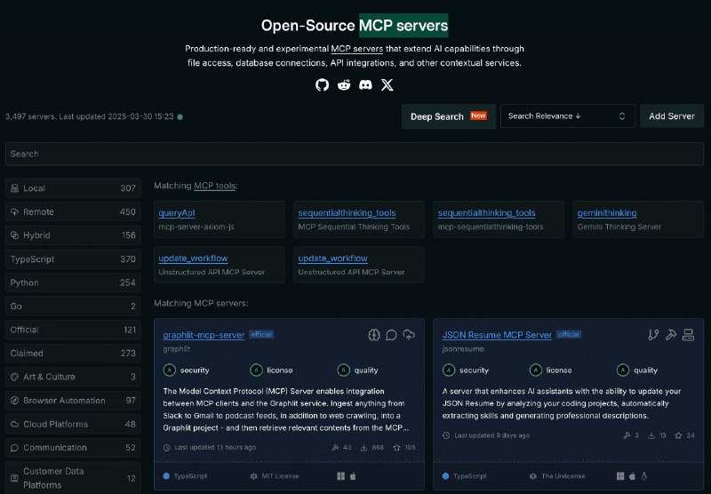 👉 名称：awesome-mcp-servers🤖 类型：👀资料👏 介绍：开源的 MCP servers 收集项目：