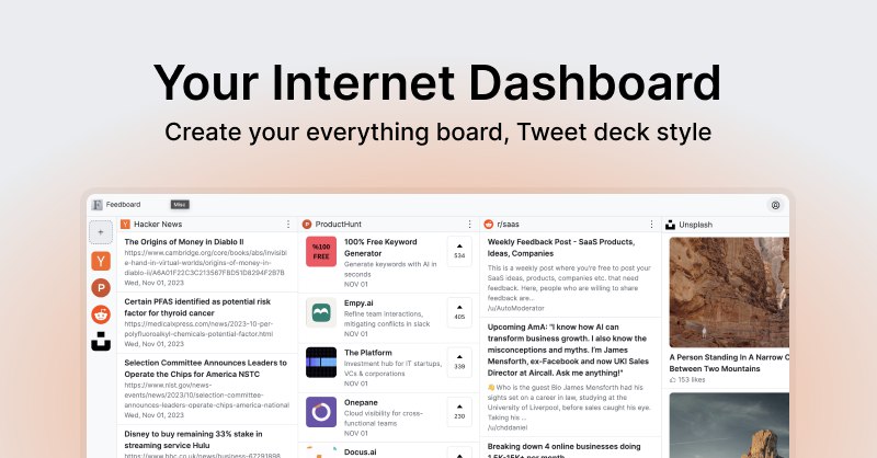 Feedboard - Your internet dashboard Tweetdeck style