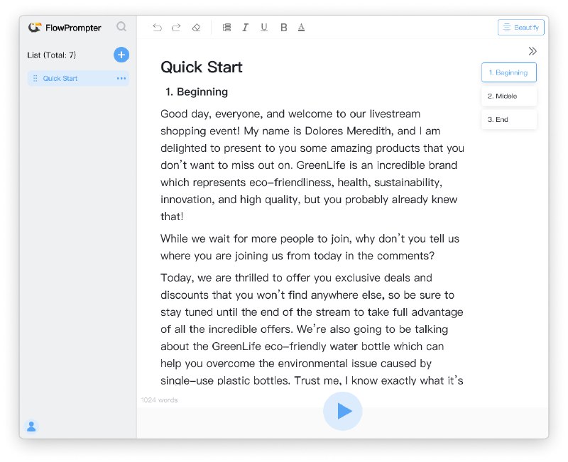 FlowPrompter - Invisible teleprompter for screen sharing