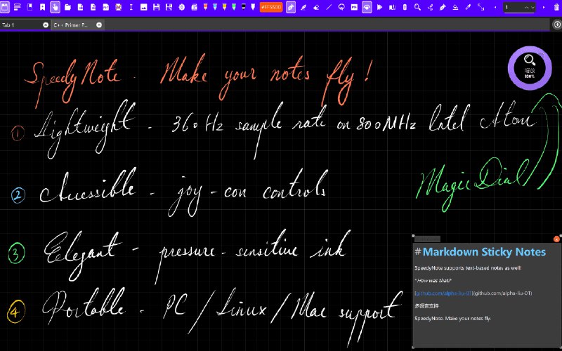 👉 名称：SpeedyNote🤖 类型：🤖软件👏 介绍：> 刚毕业的大学生 Alpha Liu，是一位热爱硬件的极客