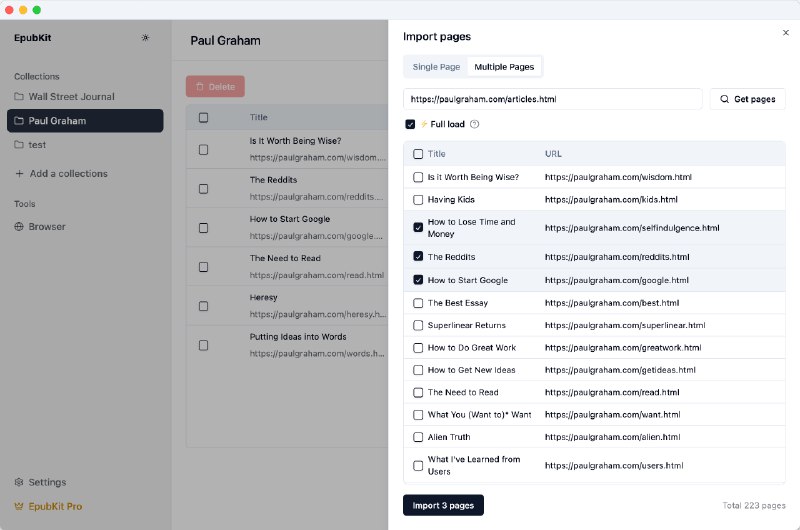 👉 名称：epubkit🤖 类型：🤖软件👏 介绍：挺多人有这种需求的，将网页转化成电子书之前推荐的 EpubPress 也是类似功能，可以结合在一起体验试试