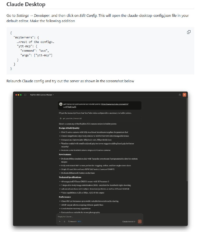 ytt-mcp：YouTube 字幕抓取 MCP 服务器，实现视频内容高效提取与智能摘要：• 基于 MCP（Multi-Channel Protocol）架构，专注于获取 YouTube 视频的字幕文本，支持快速调用与解析