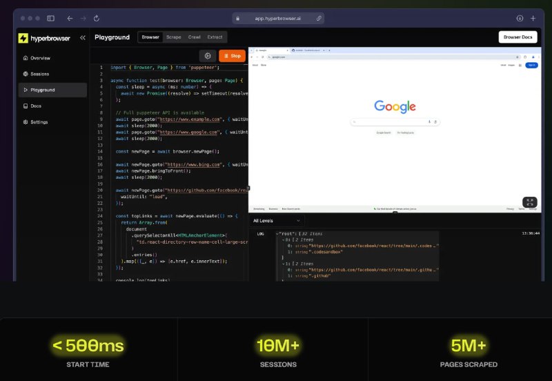 HyperAgent：赋能 Playwright 的智能浏览器自动化新范式   | github• 通过自然语言指令驱动，告别脆弱的硬编码脚本，支持 page.ai()、page.extract()、executeTask() 等简洁 API 完成复杂自动化任务🤖  • 内置隐身模式，有效规避反爬虫检测，保障自动化任务稳定运行🥷  • 云端即刻扩展，结合 Hyperbrowser 实现数百会话的无头浏览器弹性伸缩☁️  • 支持多页面并行管理，精细掌控不同任务执行流程，提升效率与灵活性  • 自定义输出结构，利用 zod 进行数据模式定义，确保提取数据精准且规范  • 兼容多种 LLM 提供商（如 OpenAI、Anthropic），方便根据需求快速切换底层模型  • 具备完整 MCP 客户端能力，可无缝连接 Composio 等工具，实现场景级复杂工作流（如自动写入 Google Sheets）🔌  • 支持 CLI 调试和远程云浏览器切换，覆盖开发到生产全生命周期需求  • 自定义动作扩展框架，允许用户按需开发专属功能，极大提升适用范围和灵活度  HyperAgent 将浏览器自动化提升至智能代理层面，彻底改变自动化脚本的构建与维护方式，是面向未来的高效自动化解决方案