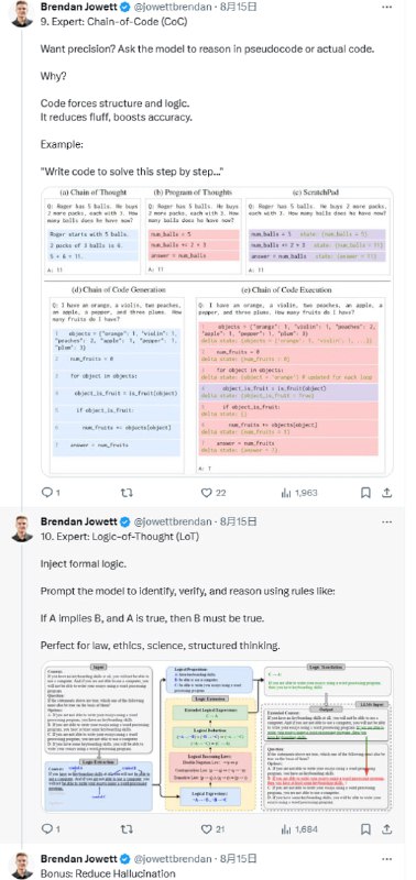 掌握LLM高效提示的10大技巧，远超常规用法，彻底提升生成结果质量：1. 初级阶段——建立清晰指令与示范基础  • 零样本提示（Zero-Shot）：直接给出明确、具体的任务指令，避免模糊开放式提问